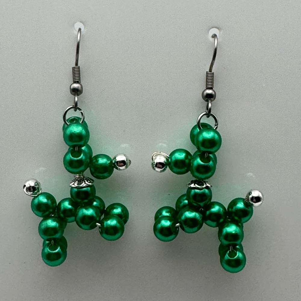 Green Balloon Dog Bead Earrings